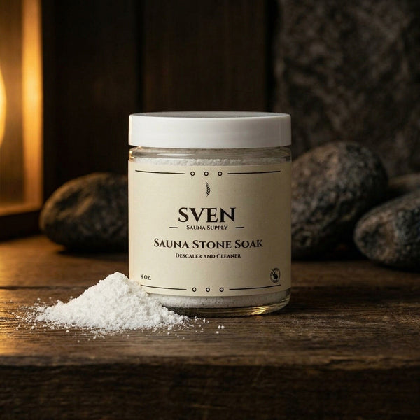 Sauna stone soak bottle — mineral treatment for sauna rocks and stones