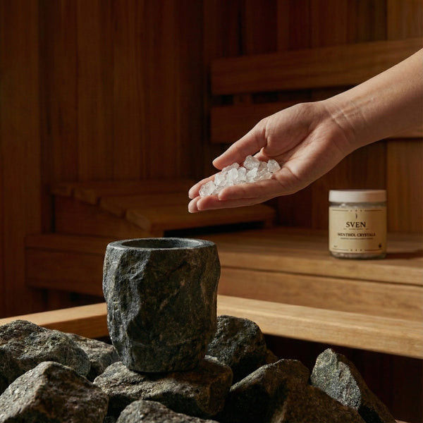 Sauna menthol crystals lifestyle — steam room accessories for enhanced sauna sessions